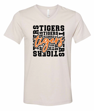 ADULT Tigers Block Bella+Canvas V-neck Short Sleeve | OCCS
