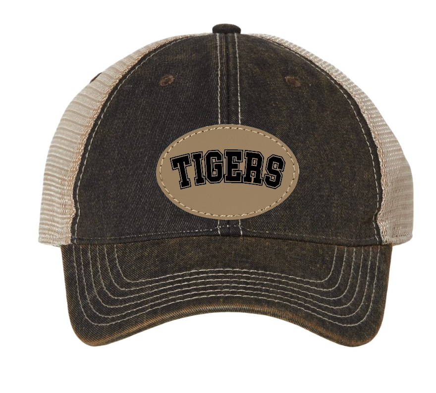 YOUTH/ADULT TIGERS Leather Patch Trucker Hat | OCCS