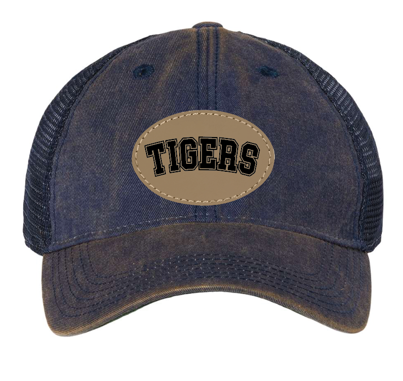 YOUTH/ADULT TIGERS Leather Patch Trucker Hat | OCCS