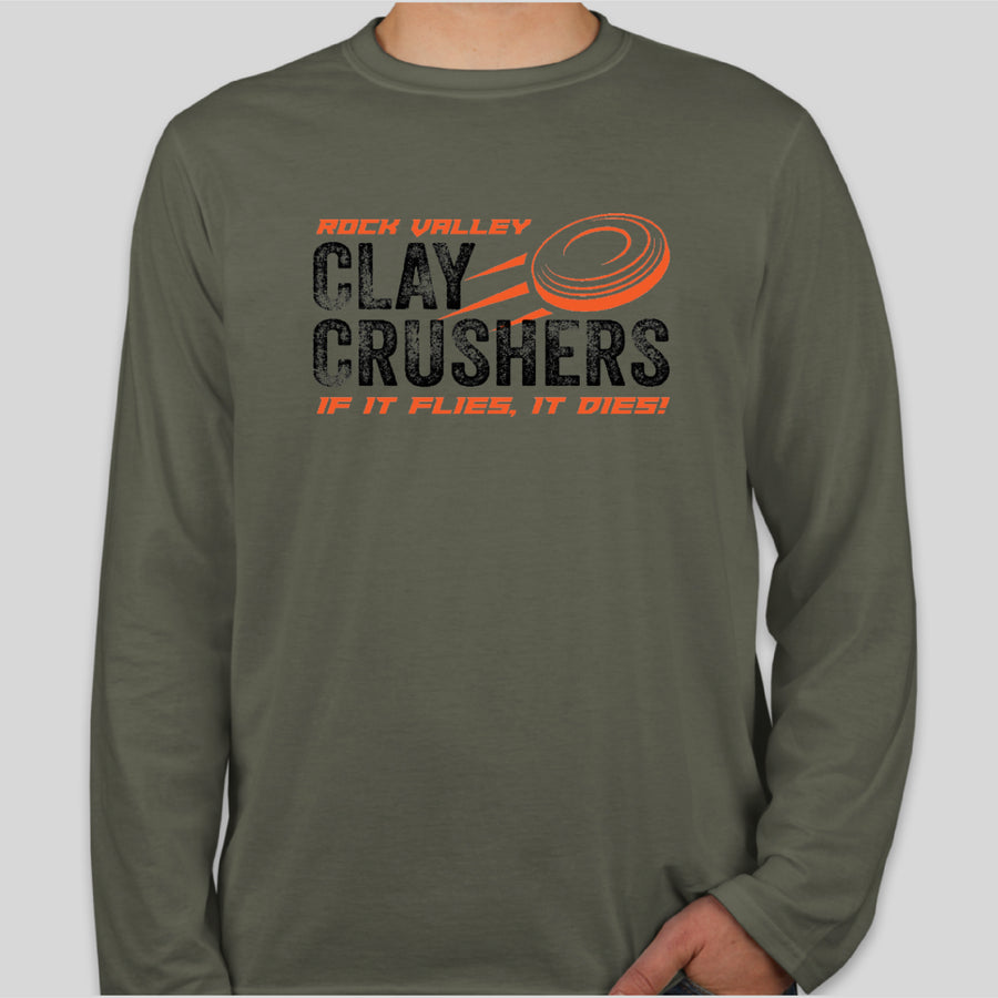 Gildan Softstyle Long Sleeve MILITARY GREEN - Clay Crushers